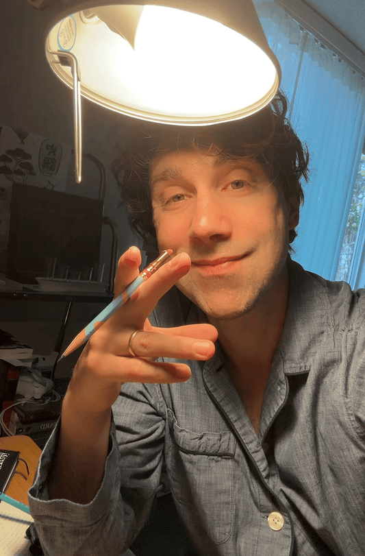 Julian de Medeiros with a blackwing pencil in hand