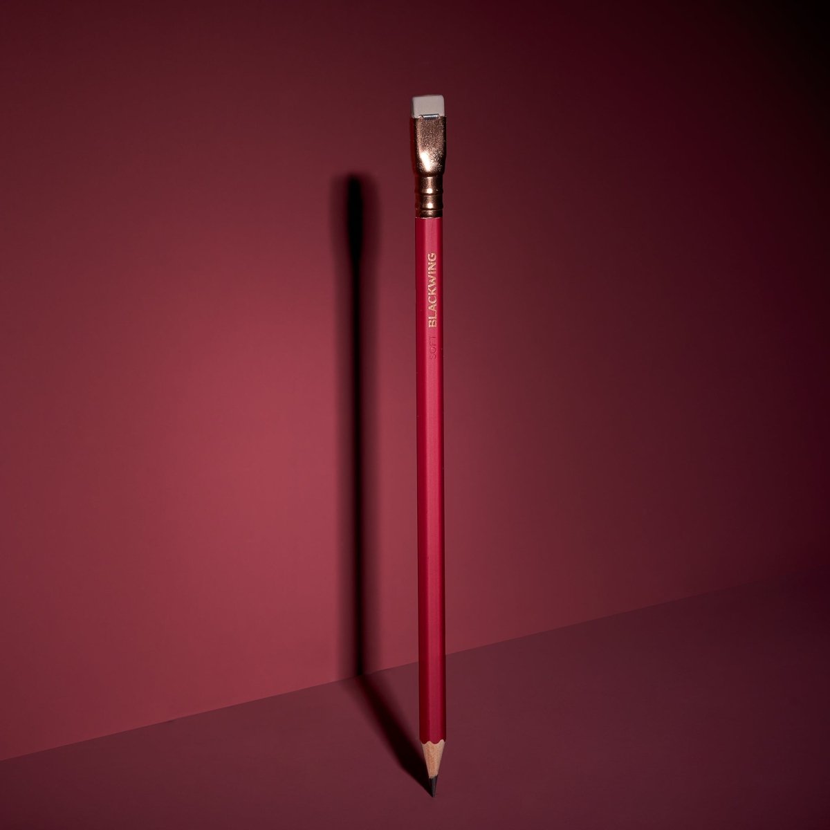 Blackwing matte red pencil with gold ferrile and brown eraser