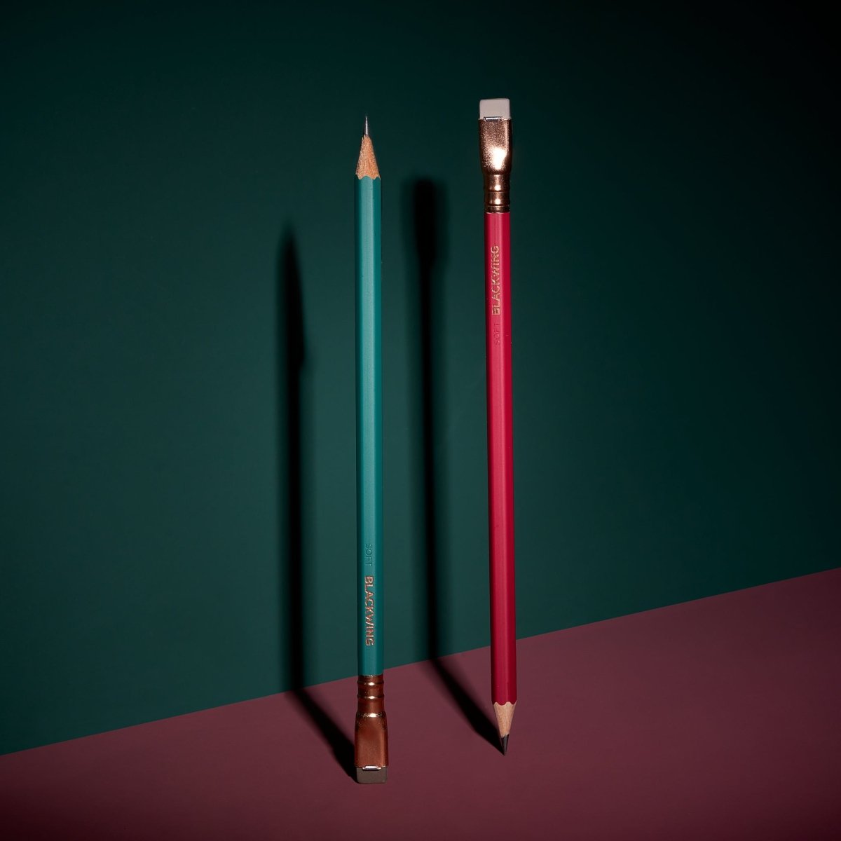 Blackwing matte pencils in green and red