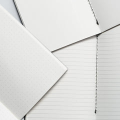 black A6 memo book paper types - blank, ruled, dot