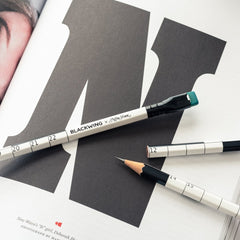 Blackwing x New York Magazine pencils, white barrel with crossword design, black ferrule, green eraser
