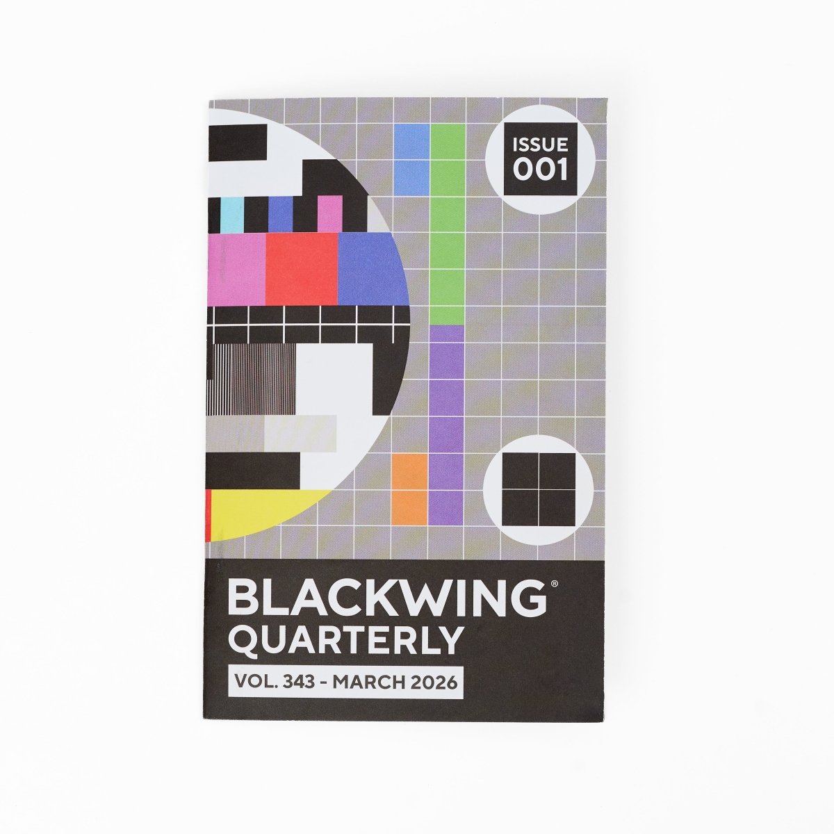 Blackwing Quarterly issue cover with colorful abstract design on a white background