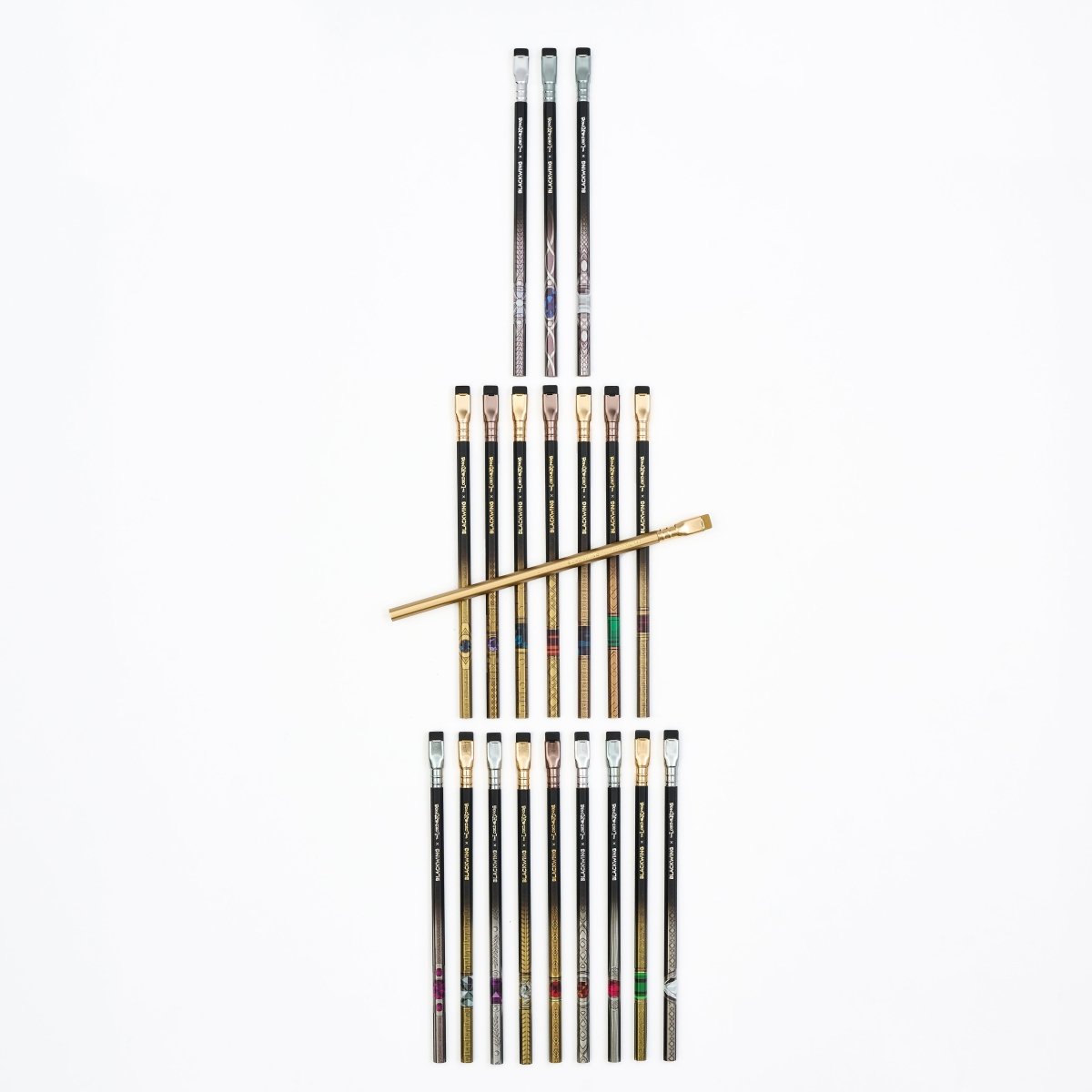 Blackwing Lord of the Rings pencils on a white background