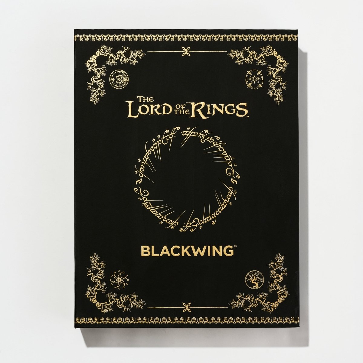 Blackwing box with 'The Lord of the Rings' lettering and design on a white background