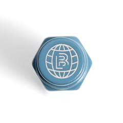 Blackwing x Traveler's Company Blue Pencil Point Guard with white globe and B imprint