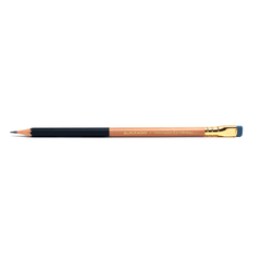 Blackwing x Traveler's Company Pencil, part black, part natural barrel, gold ferrule, blue eraser