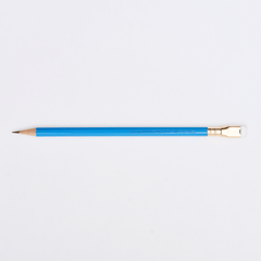 blue pencil sharpened on a white background with pencil barrel text that says 'THE BETTER ANGELS OF OUR NATURE'.