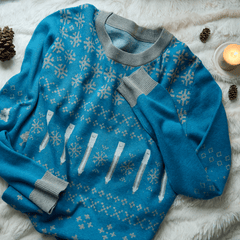 Blackwing holiday sweater featuring snowflakes and pencils