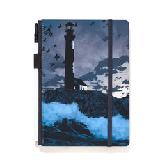A Blackwing Artist Series Slate Notebook - Andrea Sorrentino & Jeff Lemire with a sketch of a lighthouse on it.
