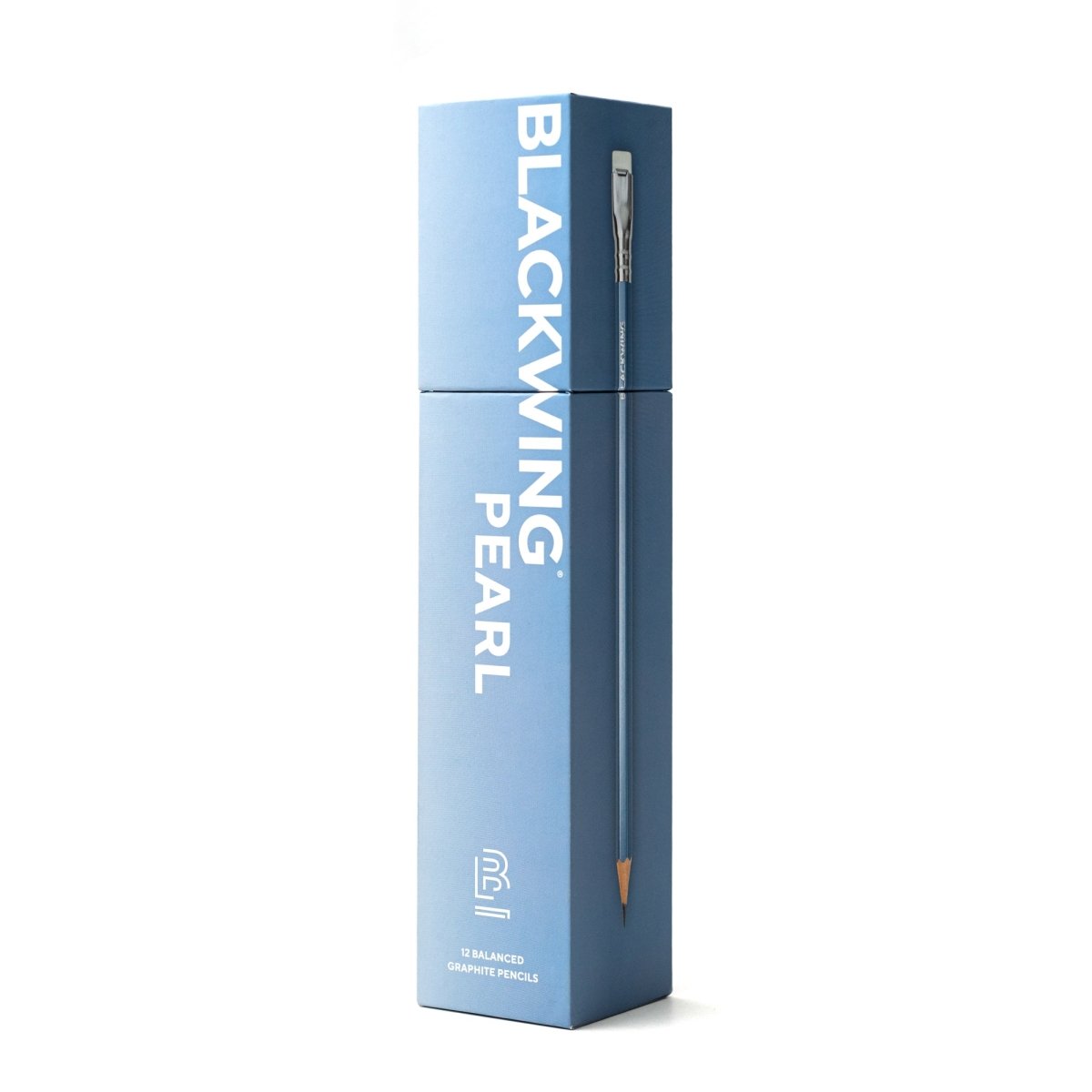 box of blue Blackwing Pearl Pencils