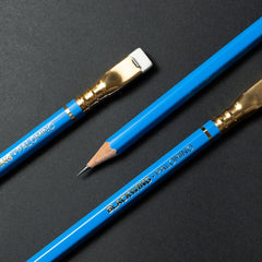 Blackwing Palomino Blue pencils, blue barrel, gold imprint, gold ferrule, white eraser
