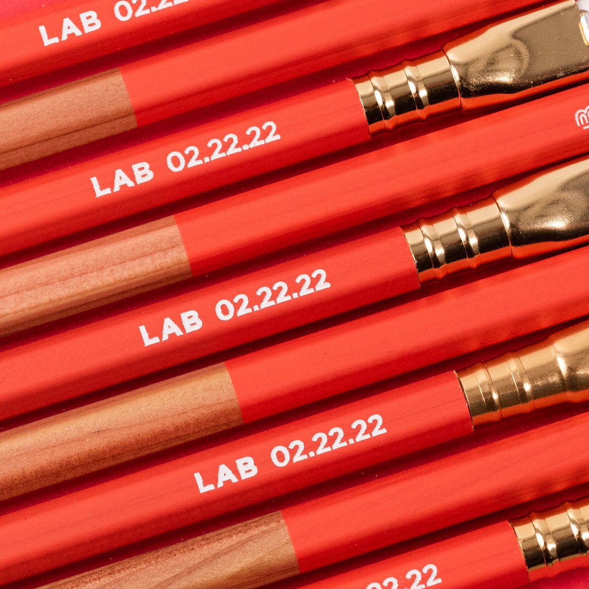 A row of Blackwing Lab 02.22.22 pencils