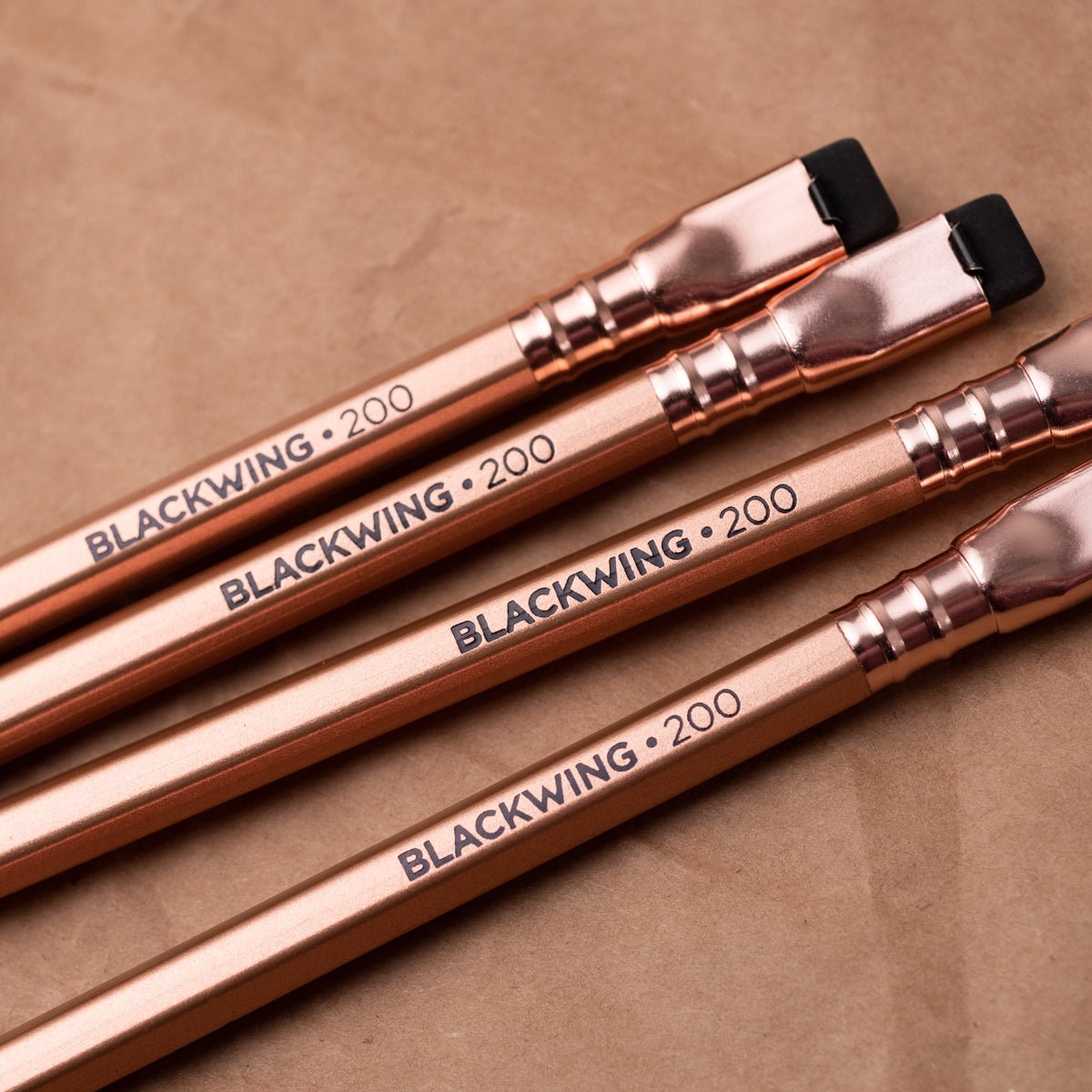 Blackwing Volume 200 pencils, gold barrel, gold ferrule. black eraser