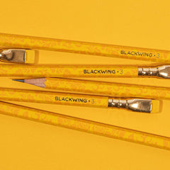 Blackwing Volume 3 turmeric pencils with Ohm pattern.